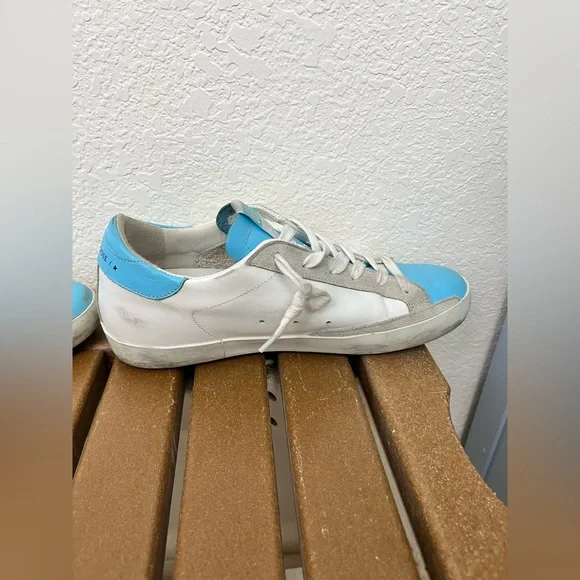 Blue, White & Gray Super-Star Golden Goose Sneakers - Picture 5 of 10